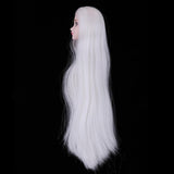 Maxbell Maxbell 1/6 Female Ball Joint Doll Head Carving Sculpt with White Straight Hair Wig for BJD for MSD Doll