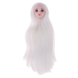 Maxbell Maxbell 1/6 Female Ball Joint Doll Head Carving Sculpt with White Straight Hair Wig for BJD for MSD Doll