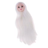 Maxbell Maxbell 1/6 Female Ball Joint Doll Head Carving Sculpt with White Straight Hair Wig for BJD for MSD Doll