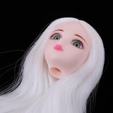 Maxbell Maxbell 1/6 Female Ball Joint Doll Head Carving Sculpt with White Straight Hair Wig for BJD for MSD Doll