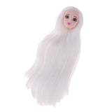 Maxbell Maxbell 1/6 Female Ball Joint Doll Head Carving Sculpt with White Straight Hair Wig for BJD for MSD Doll