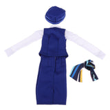 Maxbell Elegant Working Uniform Shirt Vest Half-length Skirt and Flight Attendant Cap Clothes For Night Lolita BJD Doll（Full Set Outfits） - Aladdin Shoppers