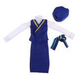 Maxbell Elegant Working Uniform Shirt Vest Half-length Skirt and Flight Attendant Cap Clothes For Night Lolita BJD Doll（Full Set Outfits） - Aladdin Shoppers