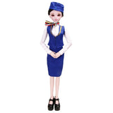 Maxbell Elegant Working Uniform Shirt Vest Half-length Skirt and Flight Attendant Cap Clothes For Night Lolita BJD Doll（Full Set Outfits） - Aladdin Shoppers