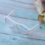 Maxbell 25cm Doll's Sunglasses Big Oval Shape Sunglasses Retro Frame Eyewear for Mellchan Dolls White - Aladdin Shoppers