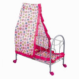 Maxbell Maxbell Simulation Baby Toddler Crib Bed with Tents Wheels ABS Plastic Furniture for 9-20inch Reborn Doll Supplies