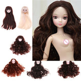 Maxbell Lifelike Make-up Head Sculpt with Brown Curly Wig Supplies for 1/6 BJD, XinYi Dolls Changing - Aladdin Shoppers