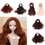 Maxbell Lifelike Make-up Head Sculpt with Brown Curly Wig Supplies for 1/6 BJD, XinYi Dolls Changing - Aladdin Shoppers