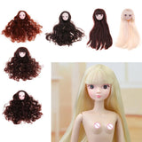 Maxbell Lifelike Make-up Head Sculpt with Brown Curly Wig Supplies for 1/6 BJD, XinYi Dolls Changing - Aladdin Shoppers