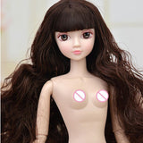 Maxbell Lifelike Make-up Head Sculpt with Brown Curly Wig Supplies for 1/6 BJD, XinYi Dolls Changing - Aladdin Shoppers