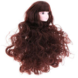 Maxbell Lifelike Make-up Head Sculpt with Brown Curly Wig Supplies for 1/6 BJD, XinYi Dolls Changing - Aladdin Shoppers