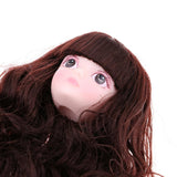 Maxbell Lifelike Make-up Head Sculpt with Brown Curly Wig Supplies for 1/6 BJD, XinYi Dolls Changing - Aladdin Shoppers
