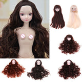 Maxbell Lifelike Make-up Head Sculpt with Brown Curly Wig Supplies for 1/6 BJD, XinYi Dolls Changing - Aladdin Shoppers