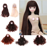 Maxbell Lifelike Make-up Head Sculpt with Brown Curly Wig Supplies for 1/6 BJD, XinYi Dolls Changing - Aladdin Shoppers