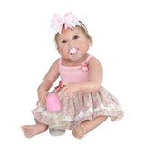 Maxbell 56cm Adorable Silicone Princess Reborn Doll Model in Pink Braces Dress Outfit Accessories - Aladdin Shoppers