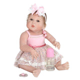 Maxbell 56cm Adorable Silicone Princess Reborn Doll Model in Pink Braces Dress Outfit Accessories - Aladdin Shoppers