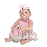 Maxbell 56cm Adorable Silicone Princess Reborn Doll Model in Pink Braces Dress Outfit Accessories - Aladdin Shoppers