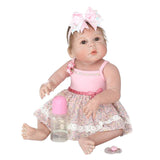 Maxbell 56cm Adorable Silicone Princess Reborn Doll Model in Pink Braces Dress Outfit Accessories - Aladdin Shoppers