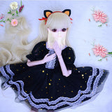 Maxbell Fashion Star Princess Gauzy Dress for 1/3 BJD 60cm Dolls Party Dress Up Decor Black - Aladdin Shoppers