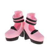 Maxbell 12inch Fashion Doll Shoes 1/6 Ball Jointed Doll Ankle Belt Thick Heels Leather Shoes for Dollfie for Blythe Girl Custom Accessory - Aladdin Shoppers