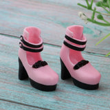 Maxbell 12inch Fashion Doll Shoes 1/6 Ball Jointed Doll Ankle Belt Thick Heels Leather Shoes for Dollfie for Blythe Girl Custom Accessory - Aladdin Shoppers