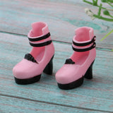Maxbell 12inch Fashion Doll Shoes 1/6 Ball Jointed Doll Ankle Belt Thick Heels Leather Shoes for Dollfie for Blythe Girl Custom Accessory - Aladdin Shoppers