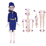 Maxbell 23 Joints 1/3 BJD SD Girl Nude Body Doll in Uniform Clothes - Can Change Head, Eyes, Facial Make Up High Quality Plastic Toy - Aladdin Shoppers