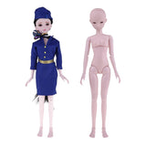 Maxbell 23 Joints 1/3 BJD SD Girl Nude Body Doll in Uniform Clothes - Can Change Head, Eyes, Facial Make Up High Quality Plastic Toy - Aladdin Shoppers