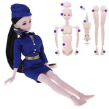 Maxbell 23 Joints 1/3 BJD SD Girl Nude Body Doll in Uniform Clothes - Can Change Head, Eyes, Facial Make Up High Quality Plastic Toy - Aladdin Shoppers