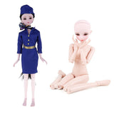 Maxbell 23 Joints 1/3 BJD SD Girl Nude Body Doll in Uniform Clothes - Can Change Head, Eyes, Facial Make Up High Quality Plastic Toy - Aladdin Shoppers