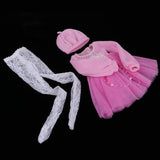 Maxbell Fashion Sweater Gauzy Dress with Beret Lace Stockings for 1/3 BJD 60cm Dolls Accs Pink - Aladdin Shoppers