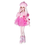 Maxbell Fashion Sweater Gauzy Dress with Beret Lace Stockings for 1/3 BJD 60cm Dolls Accs Pink - Aladdin Shoppers