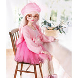 Maxbell Fashion Sweater Gauzy Dress with Beret Lace Stockings for 1/3 BJD 60cm Dolls Accs Pink - Aladdin Shoppers