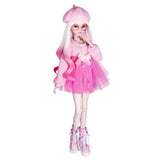 Maxbell Fashion Sweater Gauzy Dress with Beret Lace Stockings for 1/3 BJD 60cm Dolls Accs Pink - Aladdin Shoppers