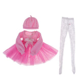 Maxbell Fashion Sweater Gauzy Dress with Beret Lace Stockings for 1/3 BJD 60cm Dolls Accs Pink - Aladdin Shoppers