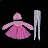 Maxbell Fashion Sweater Gauzy Dress with Beret Lace Stockings for 1/3 BJD 60cm Dolls Accs Pink - Aladdin Shoppers