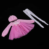 Maxbell Fashion Sweater Gauzy Dress with Beret Lace Stockings for 1/3 BJD 60cm Dolls Accs Pink - Aladdin Shoppers