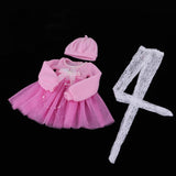 Maxbell Fashion Sweater Gauzy Dress with Beret Lace Stockings for 1/3 BJD 60cm Dolls Accs Pink - Aladdin Shoppers