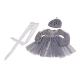 Maxbell Fashion Sweater Gauzy Dress with Beret Lace Stockings for 1/3 BJD 60cm Dolls Accs Gray - Aladdin Shoppers