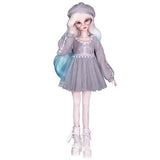 Maxbell Fashion Sweater Gauzy Dress with Beret Lace Stockings for 1/3 BJD 60cm Dolls Accs Gray - Aladdin Shoppers