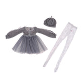 Maxbell Fashion Sweater Gauzy Dress with Beret Lace Stockings for 1/3 BJD 60cm Dolls Accs Gray - Aladdin Shoppers