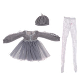 Maxbell Fashion Sweater Gauzy Dress with Beret Lace Stockings for 1/3 BJD 60cm Dolls Accs Gray - Aladdin Shoppers