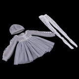 Maxbell Fashion Sweater Gauzy Dress with Beret Lace Stockings for 1/3 BJD 60cm Dolls Accs Gray - Aladdin Shoppers