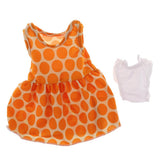 Maxbell Cute Dotted Sleeveless Skirt Dress Clothing for American Doll 18inch Doll Decor Orange - Aladdin Shoppers