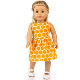 Maxbell Cute Dotted Sleeveless Skirt Dress Clothing for American Doll 18inch Doll Decor Orange - Aladdin Shoppers