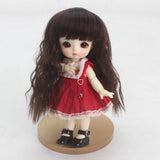 Maxbell Wigs Only 5-6inch 13-15CM BJD Doll Wigs 1/8 Dark Brown Synthetic Mohair Curly Hair with Bangs for Dollfie Hairstyle Making Supplies - Aladdin Shoppers