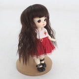 Maxbell Wigs Only 5-6inch 13-15CM BJD Doll Wigs 1/8 Dark Brown Synthetic Mohair Curly Hair with Bangs for Dollfie Hairstyle Making Supplies - Aladdin Shoppers