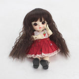 Maxbell Wigs Only 5-6inch 13-15CM BJD Doll Wigs 1/8 Dark Brown Synthetic Mohair Curly Hair with Bangs for Dollfie Hairstyle Making Supplies - Aladdin Shoppers