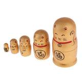 Maxbell Delicate Golden Maneki Neko Russian Babushka Matryoshka Nesting Dolls New Year Gift Home Office Ornaments 5 Pieces Set - Aladdin Shoppers