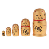 Maxbell Delicate Golden Maneki Neko Russian Babushka Matryoshka Nesting Dolls New Year Gift Home Office Ornaments 5 Pieces Set - Aladdin Shoppers